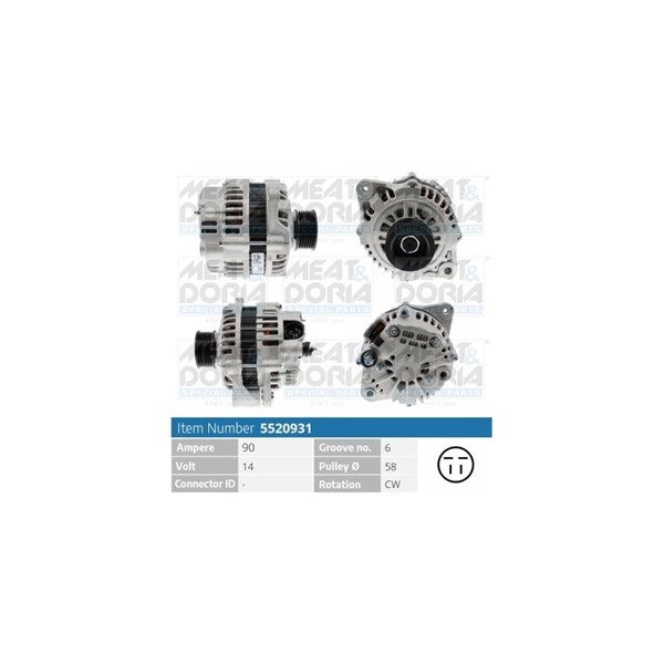 Generator 14V 90A Meat & doria 5520931 MEAT & DORIA