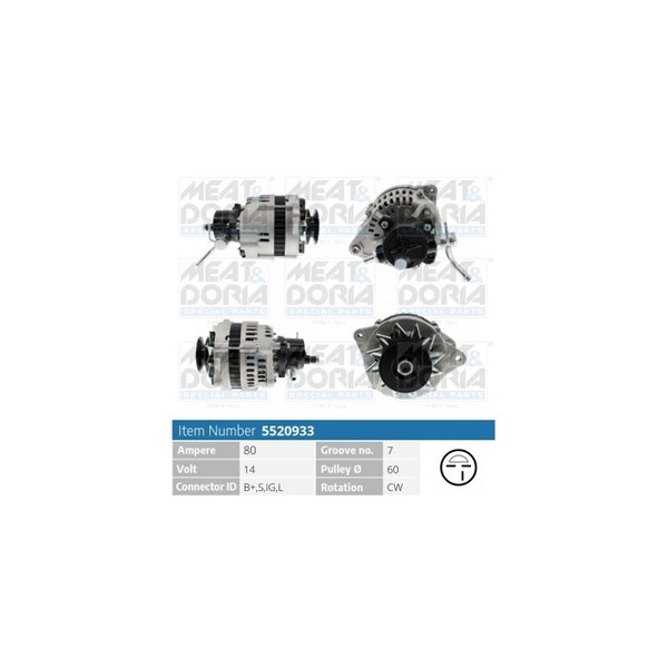 Generator 14V 80A Meat & doria 5520933 MEAT & DORIA