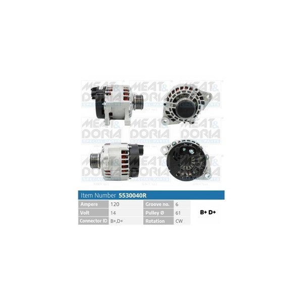 Generator 14V 120A Meat & doria 5530040R MEAT & DORIA