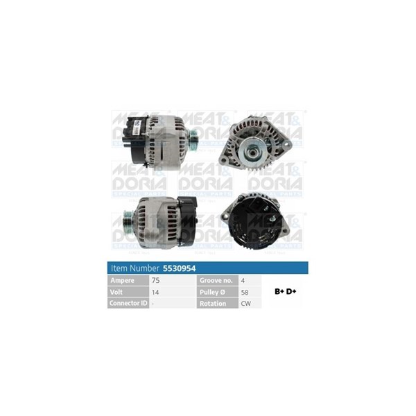 Generator 14V 75A Meat & doria 5530954 MEAT & DORIA