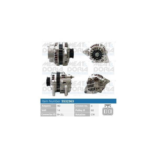 Generator 14V 90A Meat & doria 5532363 MEAT & DORIA