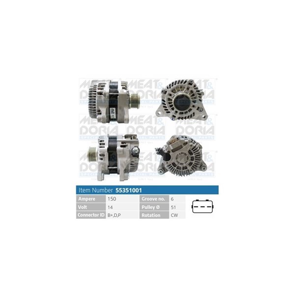 Generator 14V 150A Meat & doria 55351001 MEAT & DORIA