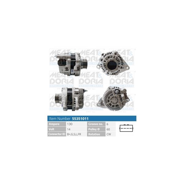Generator 14V 130A Meat & doria 55351011 MEAT & DORIA