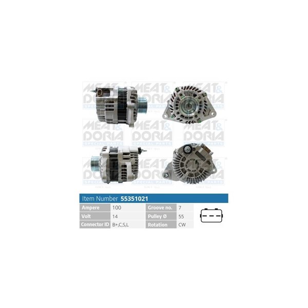 Generator 14V 100A Meat & doria 55351021 MEAT & DORIA