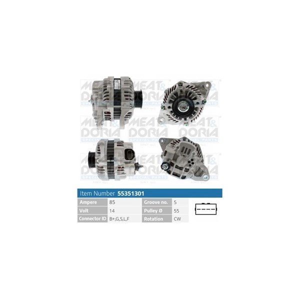 Generator 14V 85A Meat & doria 55351301 MEAT & DORIA