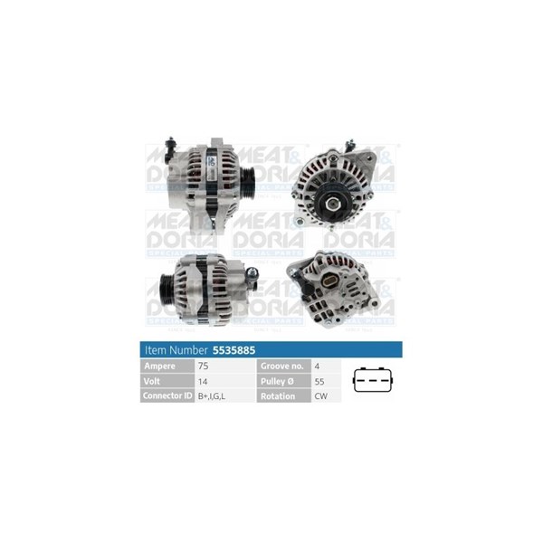 Generator 14V 75A Meat & doria 5535885 MEAT & DORIA