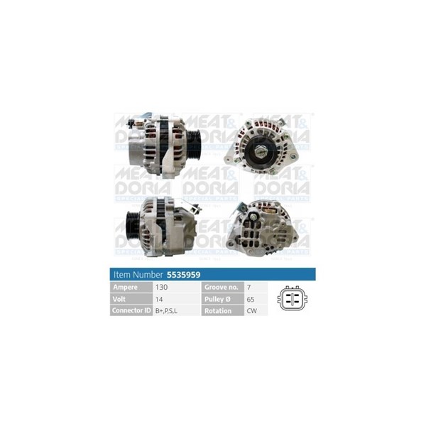 Generator 14V 130A Meat & doria 5535959 MEAT & DORIA Generator 14V 130A Meat & doria 5535959 MEAT & DORIA