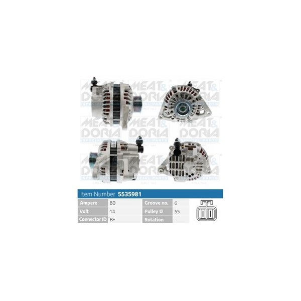 Generator 14V 80A Meat & doria 5535981 MEAT & DORIA