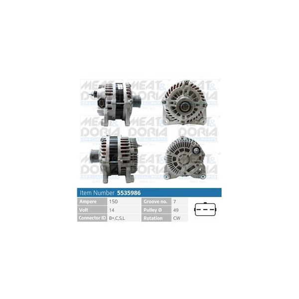 Generator 14V 150A Meat & doria 5535986 MEAT & DORIA