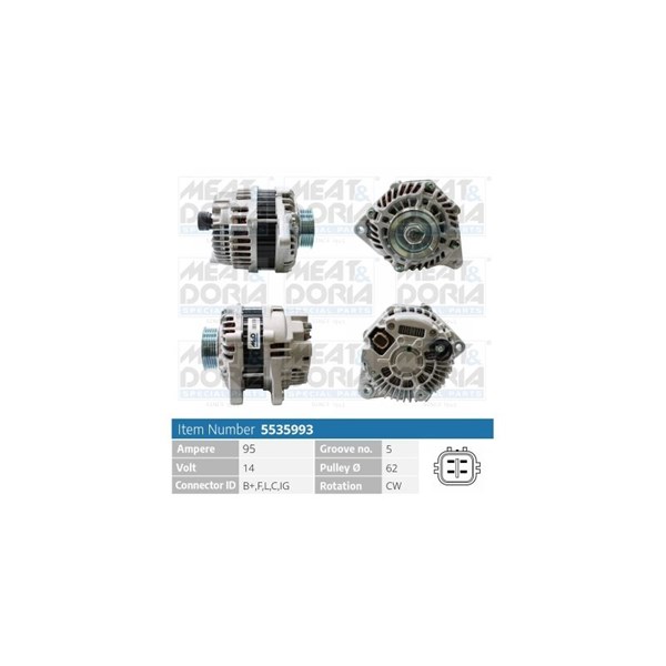 Generator 14V 95A Meat & doria 5535993 MEAT & DORIA