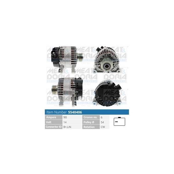 Generator 14V 90A Meat & doria 5540406 MEAT & DORIA