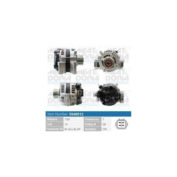 Generator 14V 150A Meat & doria 5540512 MEAT & DORIA