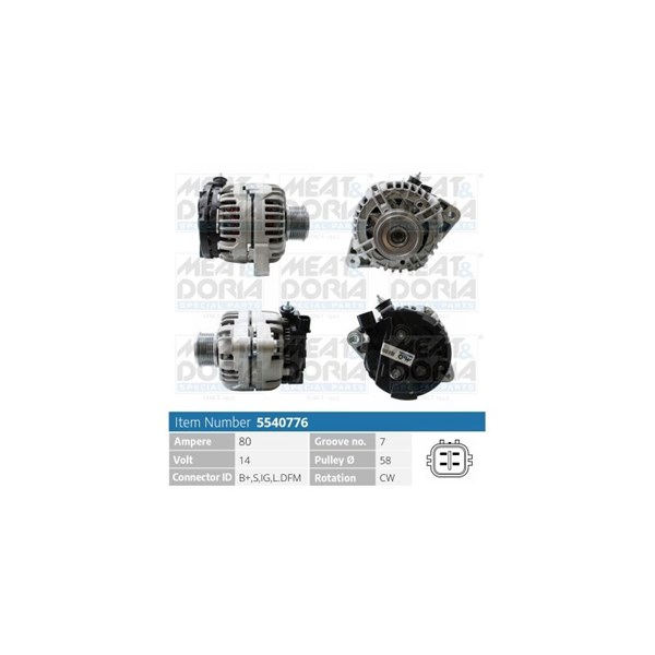 Generator 14V 80A Meat & doria 5540776 MEAT & DORIA