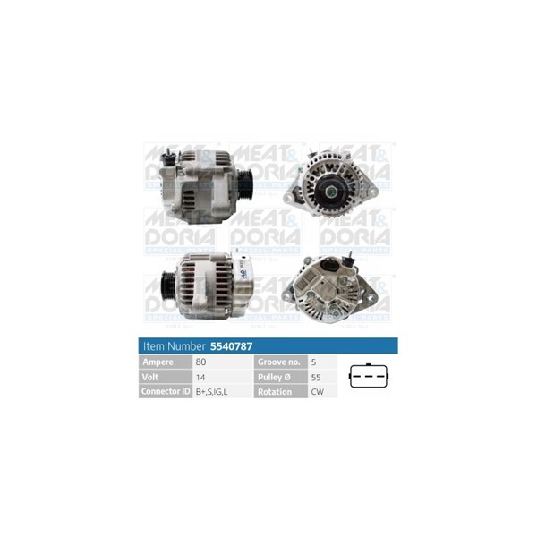 Generator 14V 80A Meat & doria 5540787 MEAT & DORIA
