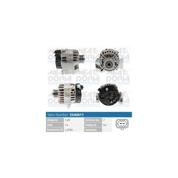 Generator 14V 120A Meat & doria 5540811 MEAT & DORIA