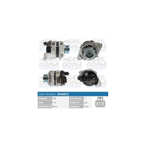 Generator 14V 90A Meat & doria 5540812 MEAT & DORIA