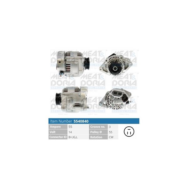 Generator 14V 55A Meat & doria 5540840 MEAT & DORIA