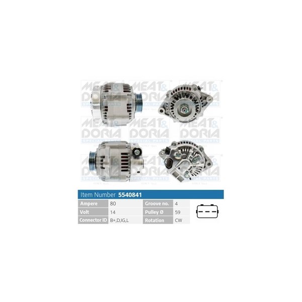 Generator 14V 80A Meat & doria 5540841 MEAT & DORIA