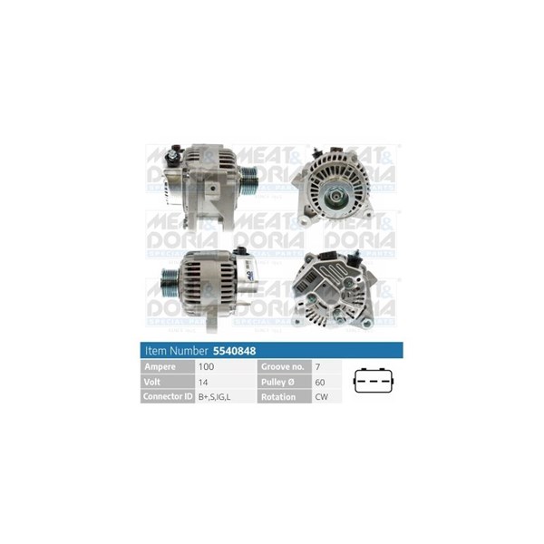 Generator 14V 100A Meat & doria 5540848 MEAT & DORIA