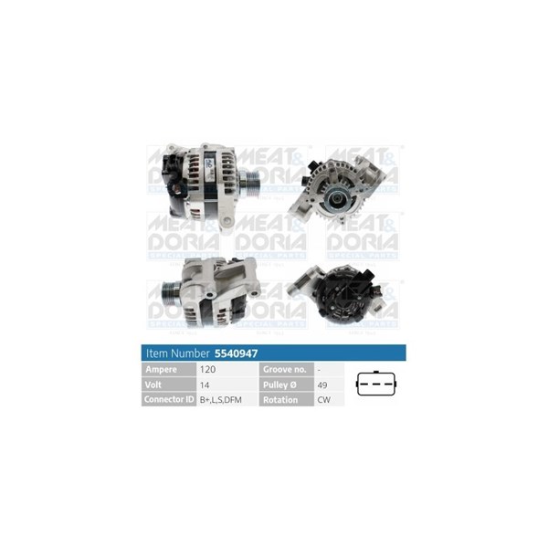 Generator 14V 120A Meat & doria 5540947 MEAT & DORIA