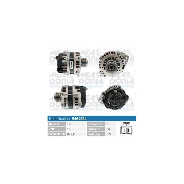 Generator 14V 140A Meat & doria 5560524 MEAT & DORIA