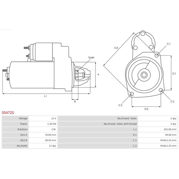 Startmotor 12V As-pl S5472S AS-PL Startmotor 12V As-pl S5472S AS-PL