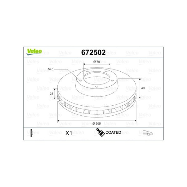 Bromsskiva Ventilerad, Framaxel Valeo 672502 VALEO