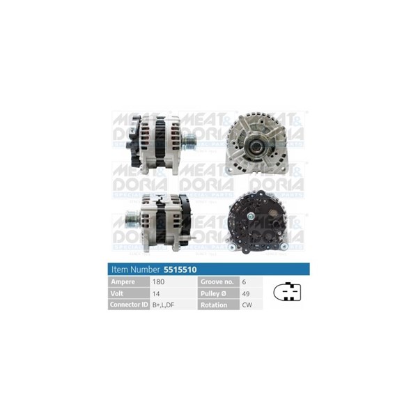 Generator 14V 180A Meat & doria 5515510 MEAT & DORIA