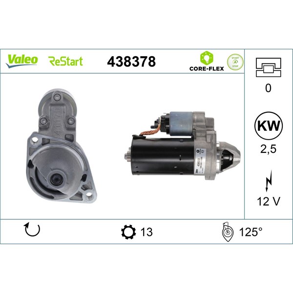 Startmotor 12V Valeo Valeo core-flex 438378 VALEO Startmotor 12V Valeo Valeo core-flex 438378 VALEO