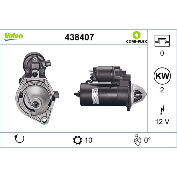 Startmotor 12V Valeo Valeo core-flex 438407 VALEO