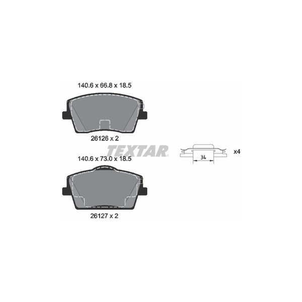 Bromsbeläggsats, Framaxel Textar 2612601 TEXTAR Bromsbeläggsats, Framaxel Textar 2612601 TEXTAR
