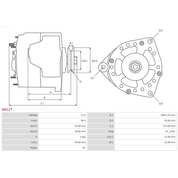 Generator 12V 80A As-pl A6117 AS-PL