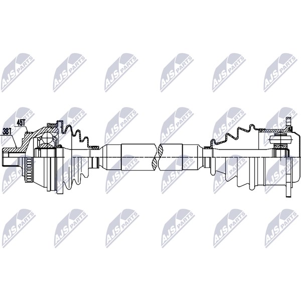 Drivaxel, framaxel höger Nty NPW-AU-093 NTY