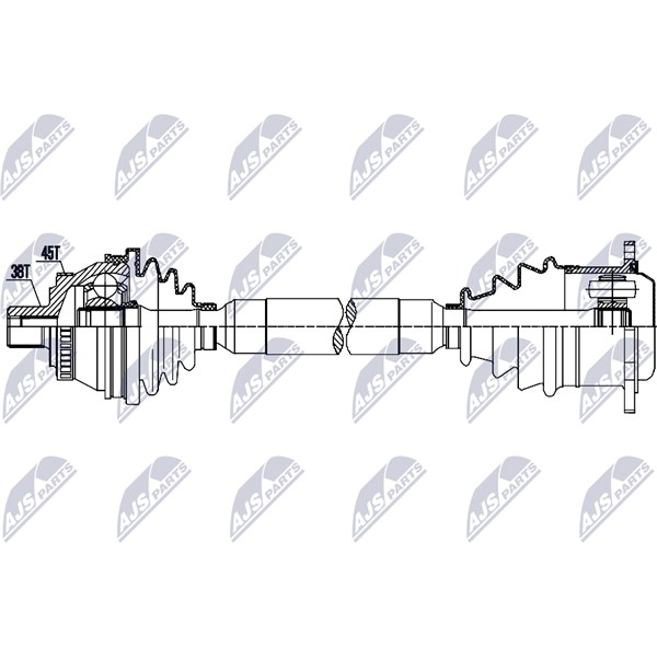 Drivaxel, framaxel vänster Nty NPW-AU-094 NTY