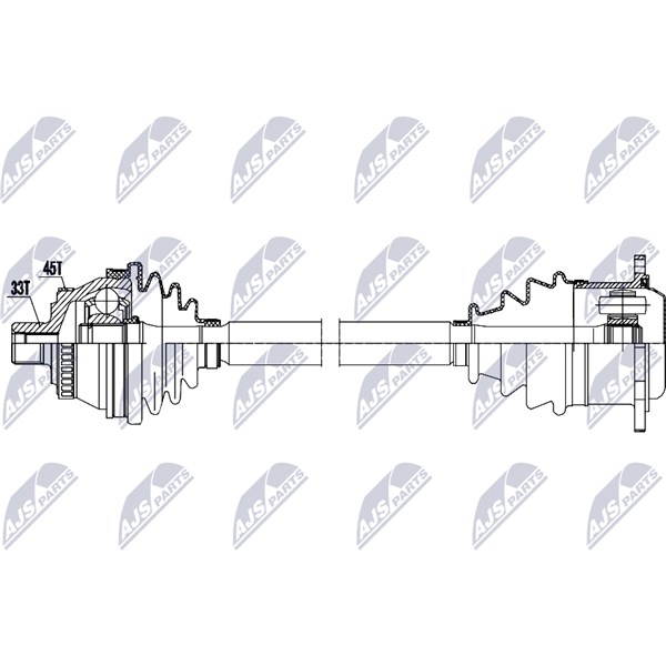 Drivaxel, framaxel höger Nty NPW-AU-095 NTY