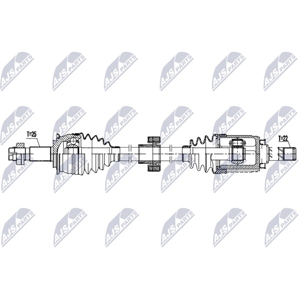 Drivaxel, framaxel höger Nty NPW-DW-059 NTY