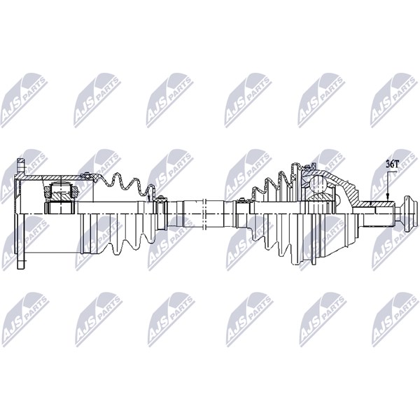 Drivaxel, framaxel vänster Nty NPW-VW-212 NTY