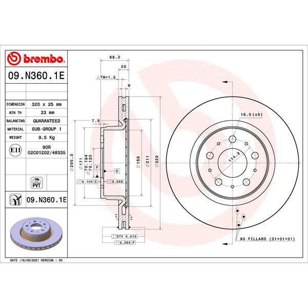 Bromssats, Skivbroms Ventilerad, Framaxel Brembo KT 08 001 BREMBO
