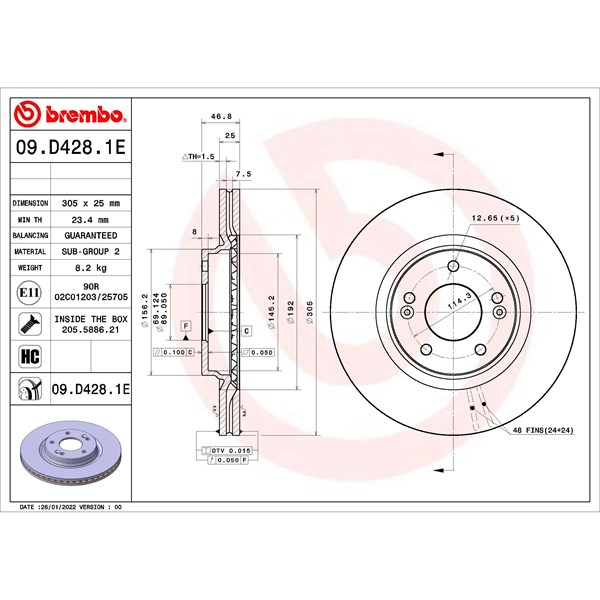 Bromssats, Skivbroms Ventilerad, Framaxel Brembo KT 08 028 BREMBO Bromssats, Skivbroms Ventilerad, Framaxel Brembo KT 08 028 BREMBO