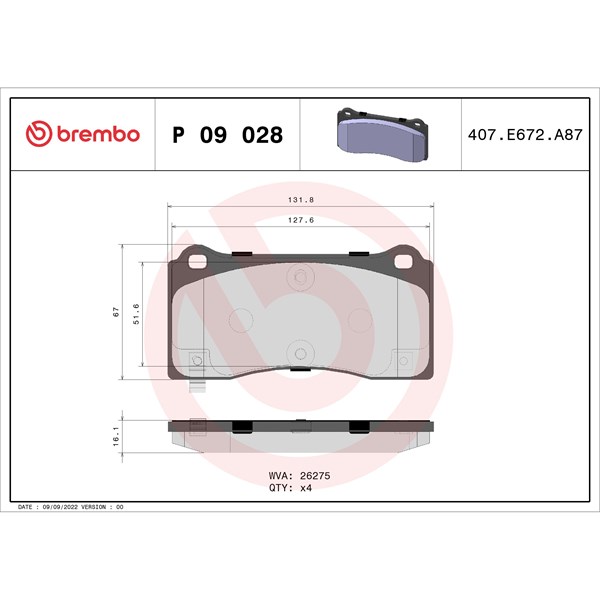 Bromsbeläggsats, Framaxel BREMBO