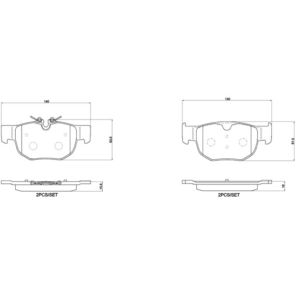 Bromsbeläggsats, Bakaxel Brembo P 36 039 BREMBO