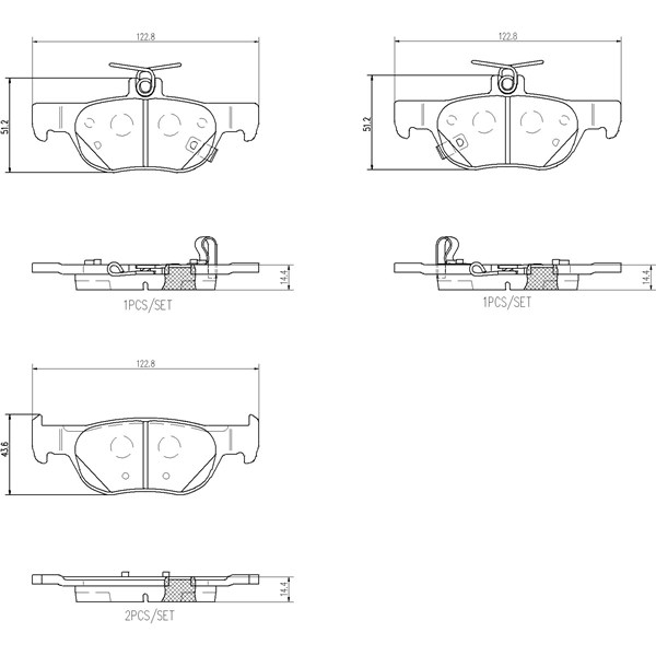 Bromsbeläggsats, Bakaxel Brembo P 49 064 BREMBO