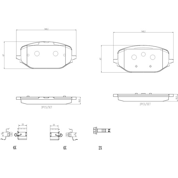 Bromsbeläggsats, Framaxel Brembo P 61 142 BREMBO