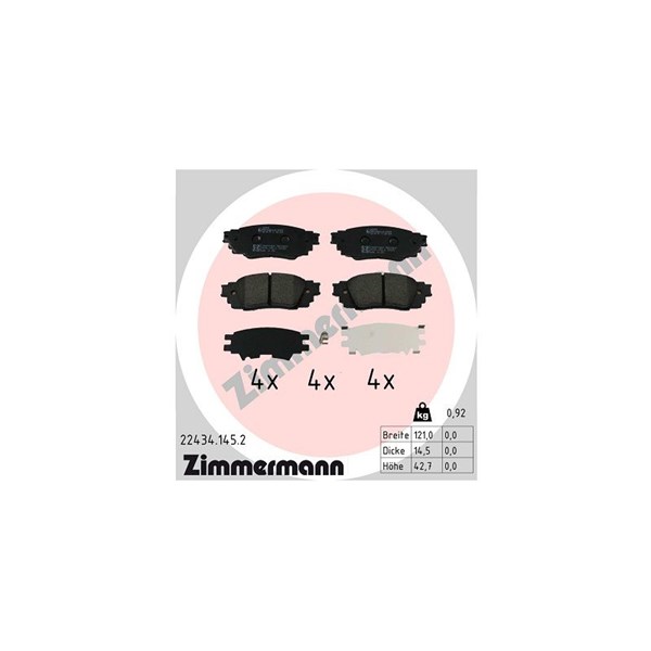 Bromsbeläggsats, Bakaxel Zimmermann 22434.145.2 ZIMMERMANN