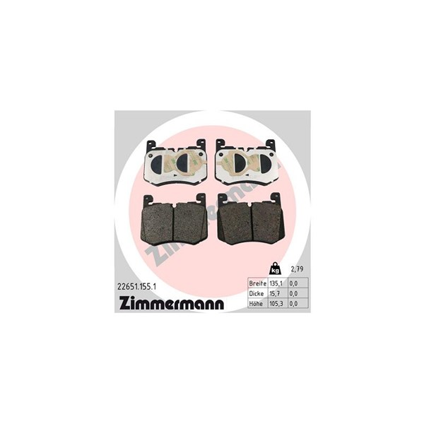 Bromsbeläggsats, Framaxel Zimmermann 22651.155.1 ZIMMERMANN