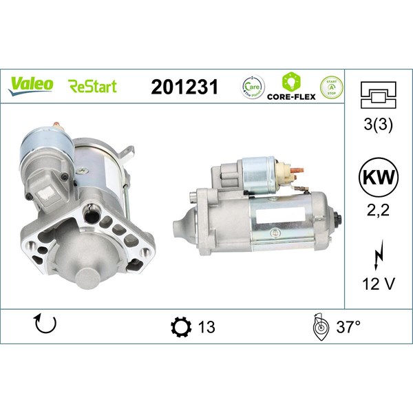 Startmotor 12V Valeo 201231 VALEO