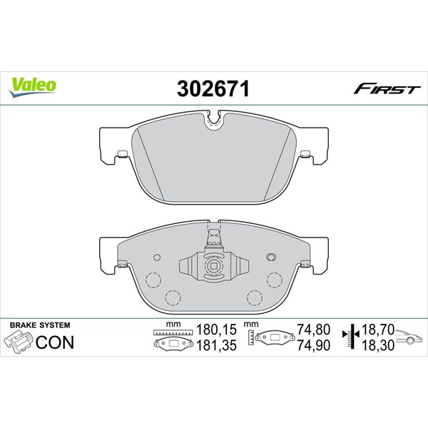 Bromsbeläggsats, Framaxel Valeo 302671 VALEO