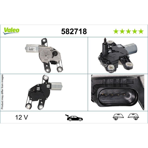Torkarmotor 12V, Bak Valeo 582718 VALEO