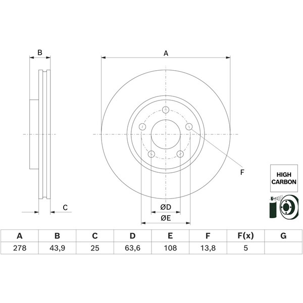 Bromsskiva Ventilerad, Framaxel Bosch 0 986 479 H66 BOSCH Bromsskiva Ventilerad, Framaxel Bosch 0 986 479 H66 BOSCH