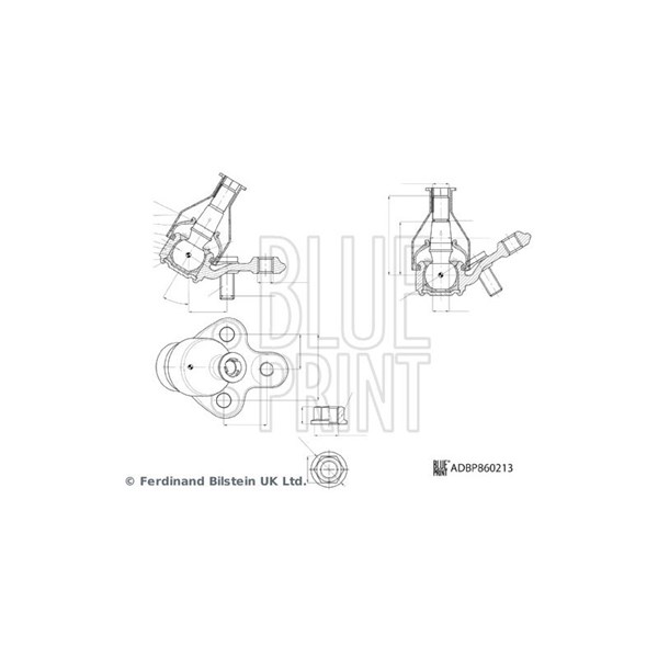 Kulled / Spindelled, framaxel höger, framaxel vänster Blue print  BLUE PRINT